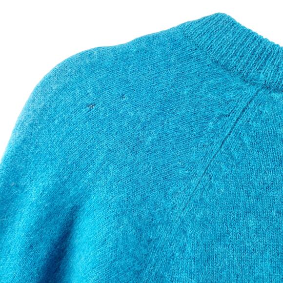 Vintage Petite Dimensions Blue Lambswool Angora Rabit Hair Crewneck Sweater Sz P - Picture 3 of 8
